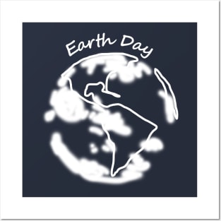 White Eco Planet Earth Day Monochrome Posters and Art